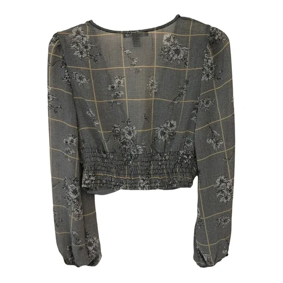 Forever 21 blouse, long sleeves with elastic bottoms, v-neck, elastic waist, SzS - Picture 4 of 11